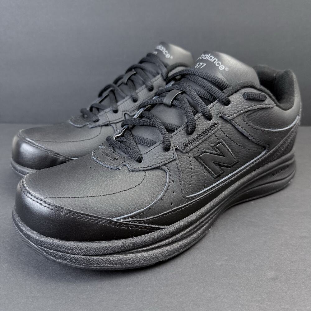 New Balance 577 Women’s 11 Men’s 9.5 Black Leather Walking Shoes WW577BK
